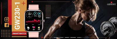 Smartwatch Giewont GW230-1, ekran me prekje, rose gold rozë