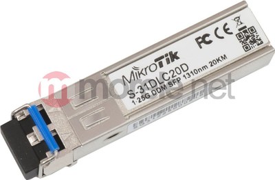 Modul transmetues Mikrotik S-31DLC20D SFP, ngjyrë argjendi