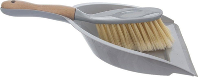 Fshesë me kazmë për dysheme, dorezë bambu, plastike, gri