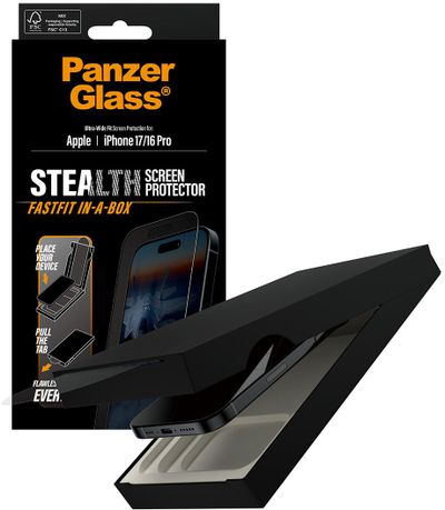 Mbrojtëse ekrani PanzerGlass Stealth, iPhone 17 iPhone 16 Pro, Ultra Wide Fit, transparente