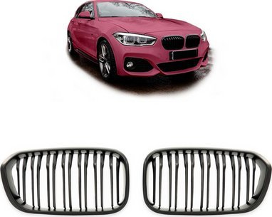 Grillë përpara BMW Seria 1 F20 F21 Facelift Dual Line, set 2 copë, e zezë mat