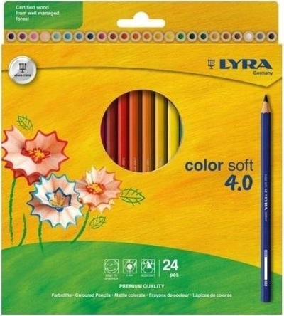 Сет пастелни моливи Lyra Color Soft 4.0, 24 бои, повеќебојни