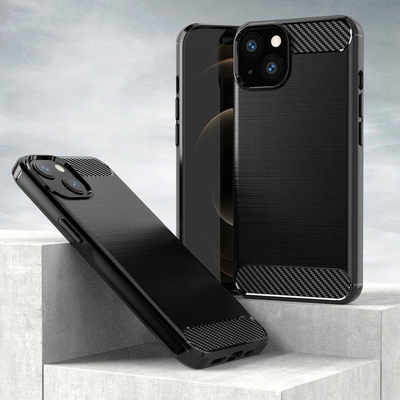 Футрола Armor Carbon за iPhone 14, флексибилен материјал, заштита од паѓање, црна