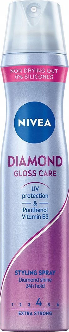 Sprej stilues për flokë Nivea Diamond Gloss, fiksim i gjatë, 250ml