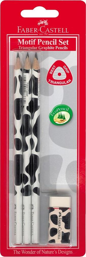 Faber-Castell Триаголни Графитни Моливи со Гума, 3 парчиња