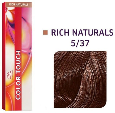 Ngjyrë flokësh Wella Color Touch 5/37, demi-permanente, kafe e artë e çelët