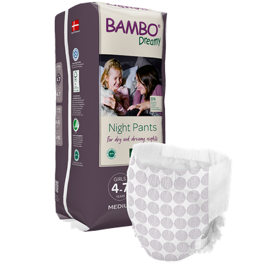 Pelena në formë të mbathjeve për fëmijë Bambo Nature Dreamy Night Pants, girls 4-7 (15-35 kg), 10 copë