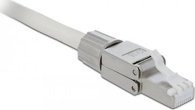 Konektor rrjeti Delock RJ45 Cat6 STP, pa vegla, gri