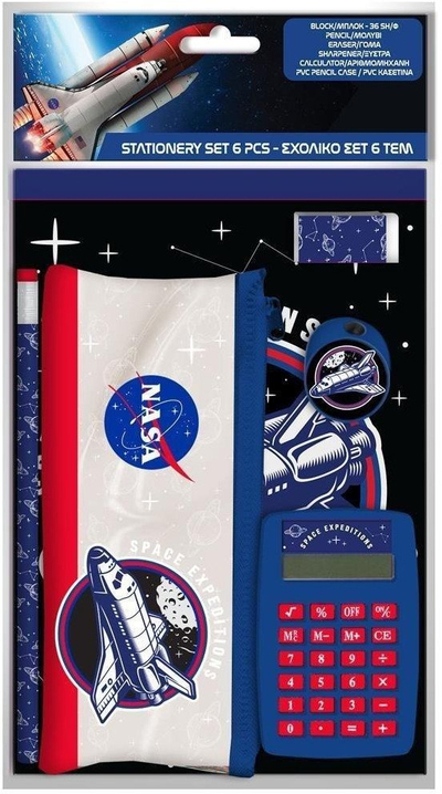 Set shkolle Diakakis Imports NASA 000486035, 6 pjesë, me kalkulator, shumëngjyrësh