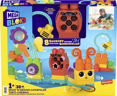 Lodër tërheqëse Mattel Mega Bloks Activating Caterpillar HKN44, 30 copa, shumëngjyrëshe