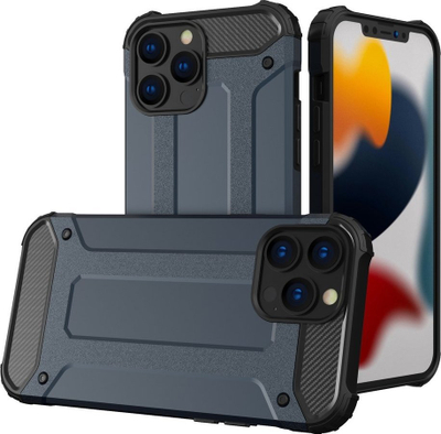 Kuti mbrojtëse Hurtel Hybrid Armor për iPhone 14 Pro, mbrojtje e fortë, dizajn i përzier, blu