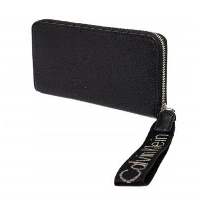 Portofol Calvin Klein ULTRALIGHT ZIP AROUND UB1, i gjatë, me zinxhir, i zi