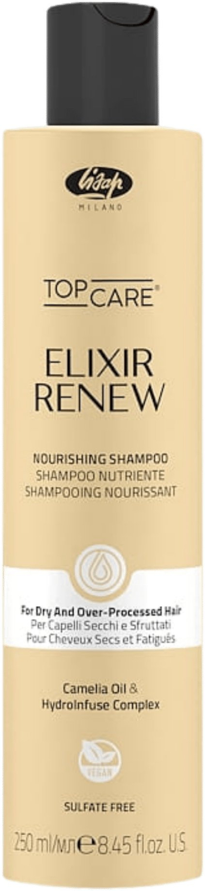 Shampo ushqyese LISAP Top Care Elixir Renew, për flokë të thatë dhe të dëmtuar, pa sulfat, 250ml