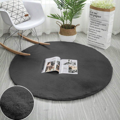 Tapet rrumbullak Strado Round Rug Rabbit, 90x90 cm, antirrëshqitës, gri e errët
