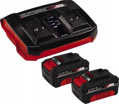 Set baterish edhe karikuesi Einhell PXC, 2x 4Ah, 18V, i kuq