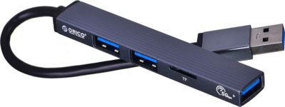 HUB USB ORICO me 4 porta, USB 3.0, lexues karte TF, gri