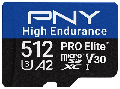 Kartë memorie PNY PRO Elite High Endurance, 512GB, MicroSDXC, 4K UHD