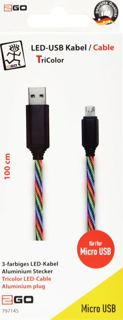 Kабел USB 2GO, USB-A во microUSB, 1 m, повеќебоен
