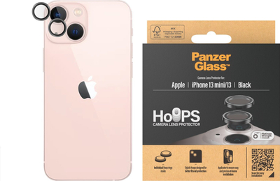 Mbrojtëse lente kamere PanzerGlass Hoops për iPhone 13 mini dhe 13, xham i fortë, e zezë