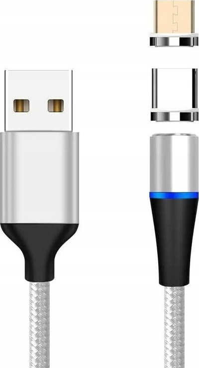 Kabllo USB PremiumCord KU2M1FGI, microUSB dhe USB C, 1 m, bardh e zi