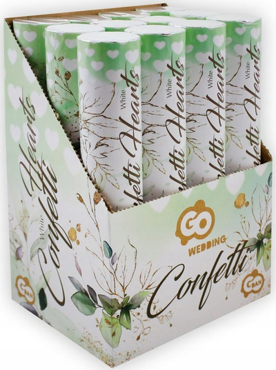 Konfet pneumatik Godan White Hearts, 30 cm, zemra të bardha