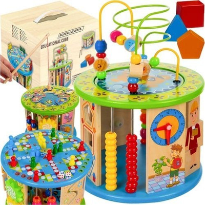 Kub druri edukativ Kruzzel 24670, aktivitete Montessori, shumëngjyrësh