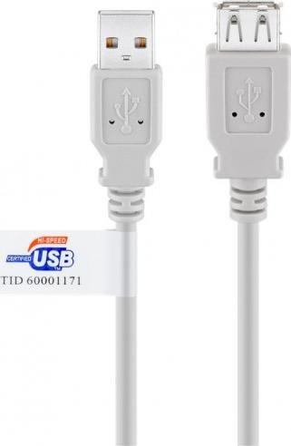 Kabllo zgjatues USB Wentronic Goobay 69914, USB 2.0, 1.8m, gri