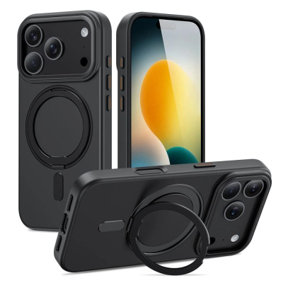 Maskë telefoni Tech-Protect MagRing MagSafe për iPhone 17 Pro, me unazë 360°, matte, e zezë