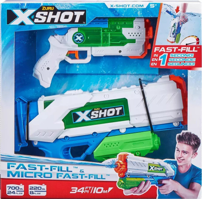 Сет водени пиштоли ZURU X-Shot Fast Fill Blaster Combo, 700ml и 220ml, шарен