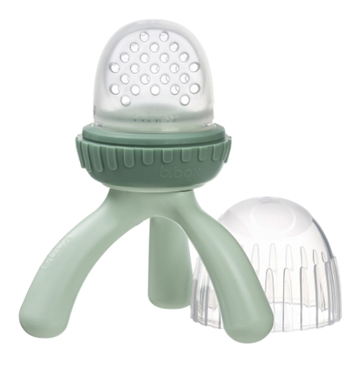 Ushqyes frutash për bebe b.box Silicone Feeder, silikoni, me kapak, jeshile sage