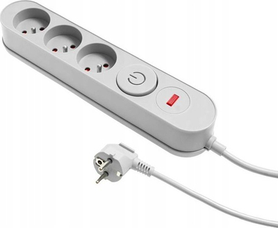 Prizë zgjatun Plastrol APSZ3G, me 3 vende, kabllo 3 metra, gri