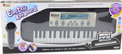 Pianofortë elektrik për kalamoj, 37 taste, me mikrofon, i zi