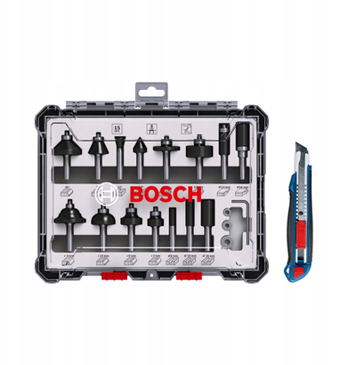 Set frezash druri Bosch, 15 copë, bosht 8mm, me teh të segmentuar 18mm