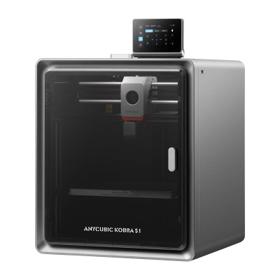 Printer 3D Anycubic Kobra S1 Combo, i mbyllur, me ekran prekje, gri e zezë