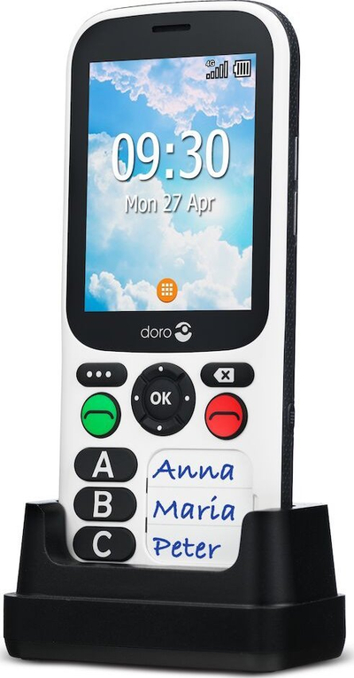 Telefoni Doro 780X, 2.8", me buton emergjence, bardh e zi