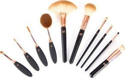 Set furçash grimi Rio Professional The Make-Up Artists, 10 copë, sintetike, të zeza