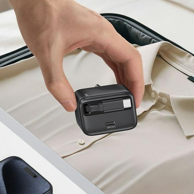 Karikues muri USAMS CC233, USB C 20W PD QC, kabllo USB C tërheqëse, i zi