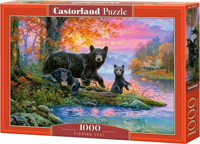 Puzzle Castorland Fishing Spot, 1000 pjesë, peizazh me arinj, shumëngjyrësh