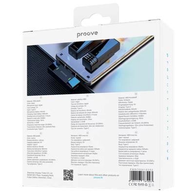 Mikrofon wireless Proove Record Type-C, set 2 copë me kuti për karikim