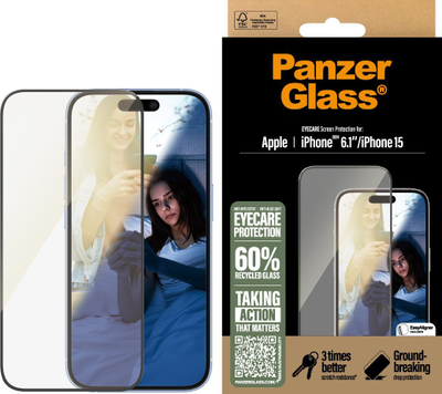 Xham mbrojtës CARE by PanzerGlass EyeCare, për iPhone 16 dhe iPhone 15, mbrojtje ekrani
