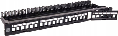 Patch panel Techly 24 porta Keystone UTP, 1U, metalik, i zi