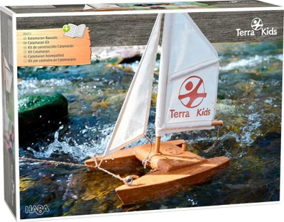 Set për ndërtim varke katamaran HABA Terra Kids 306315, lodër që lundron, për kalamaj
