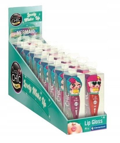 Set kozmetik për fëmijë Clementoni Crazy Chic Mermaid Lip Gloss, lip gloss me shkëlqim, motive sirenash, shumëngjyrësh