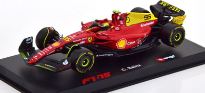 Model makine Ferrari F1 75 Bburago, 1/43, me kuti ekspozimi, e verdhë