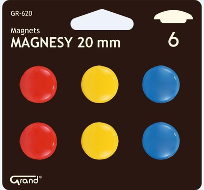 Magnetë Grand Magnets, 20mm, set 6 copë, shumëngjyrësh