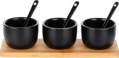 Set tasash me lugë Vilde, qeramike 90 ml, 7 pjesë, të zeza