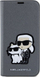 Kapak telefoni Karl Lagerfeld KLBKP14SSANKCPG për iPhone 14, tip bookcase, lëkurë Saffiano, argjendtë