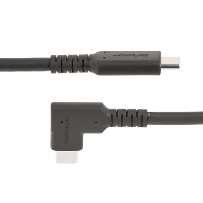 Kabllo Startech USB-C në USB-C, kënd 90 gradë, 10 Gbps, e zezë