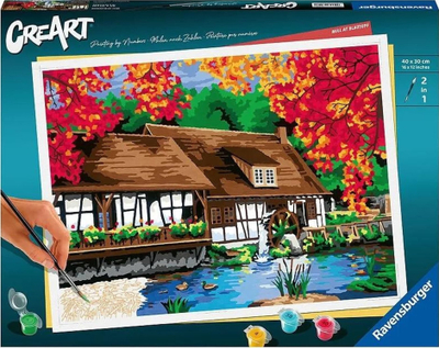 Set pikture me numra Ravensburger CreArt Adults Premium Mill at the Blautopf, 40 x 30 cm, për të rritur