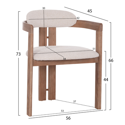 Karrige ngrënieje HM KALL HM18247 01, tekstil, dru plywood, bezhë